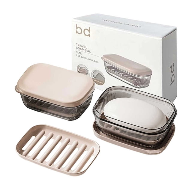 Estuche de viaje para jabón de 2 piezas, a prueba de fugas, con tapa, barra de jabón portátil para viajar, platos de jabón transparentes para baño, ducha, gimnasio, escuela, campamento Akmoler