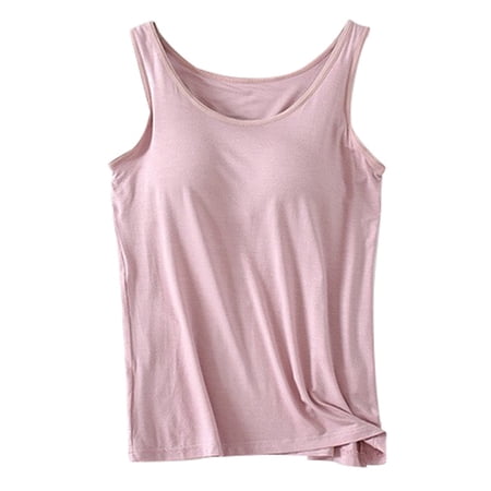 ZXLBBD Womens Tank Tops with Built In Bras Summer Crew Neck Sleeveless Camisole Plus Size Padded Workout Tops Casual Outdoor Comfort Daily Wear