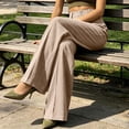 thumbnail image 6 of VBVC Women's Corduroy High Waisted Trousers , Work Wide Leg Pants For Women , Ladies' Double Button Slacks with Pockets, Khaki , S-3XL, 6 of 9