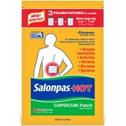"Salonpas Pain Relieving HOT Capsicum Patch, Count ( Pack), for Back, Neck, Shoulder, Knee Pain and Muscle Soreness, Hour Pain Relief"