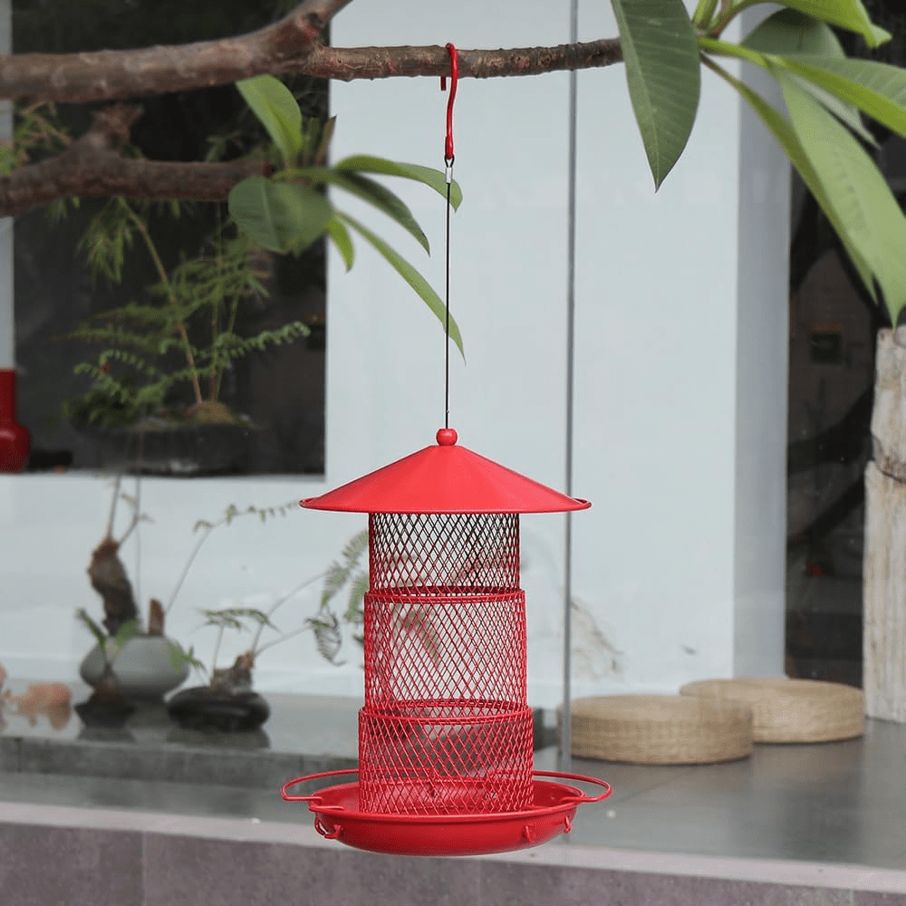 Bird Feeders for Outdoors Hanging, Durable Metal Birds Feeder with 4.5LB Large Capacity, Red Winter Bird Feeders,Sturdy & Weatherproof, Easy to Clean & Refill, Great for Attracting Cardinal,Blue Jay
