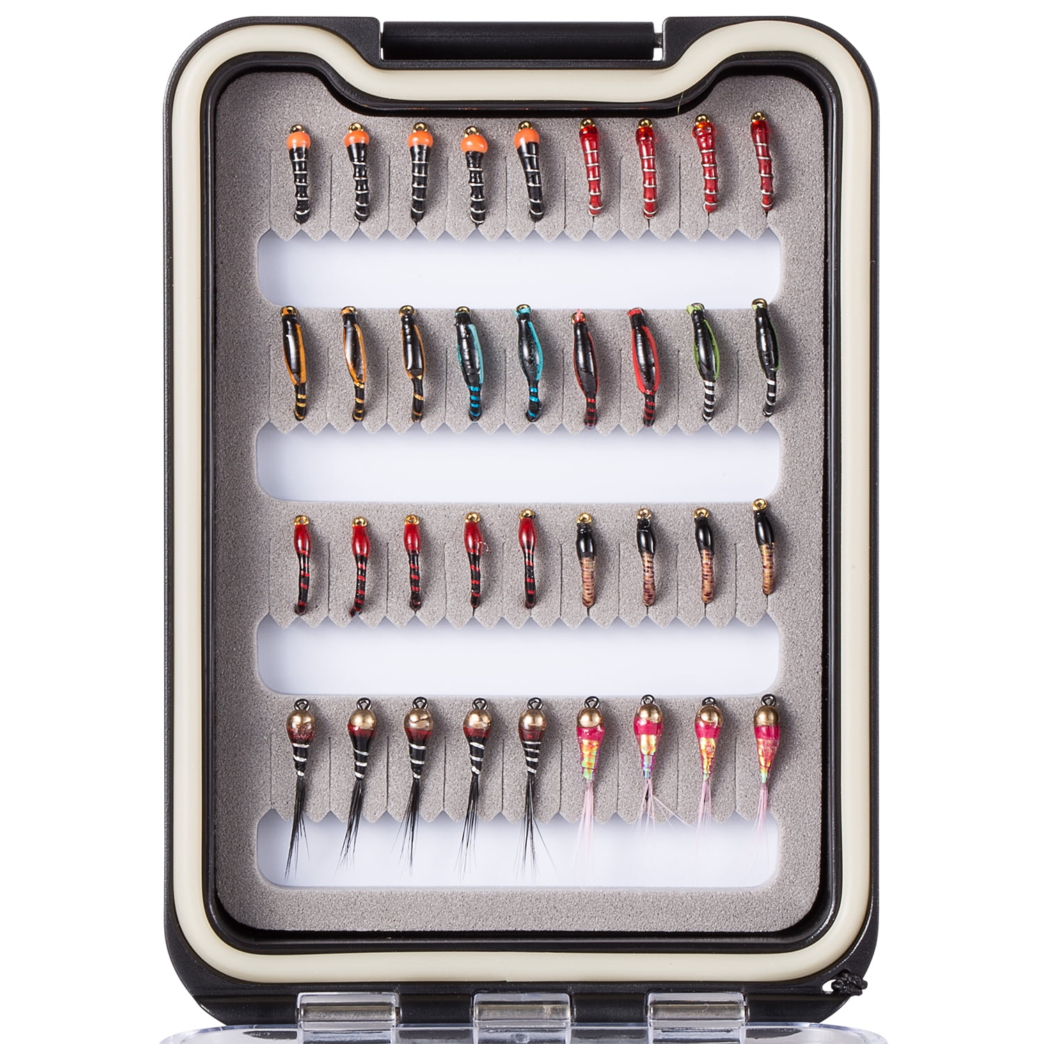 Bassdash Fly Fishing Lures Kit with Box Nymph Beadhead Wet Fishing Dry Flies for Trout Bass Salmon