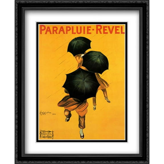 Parapluie - Revel 1922 2x Matted 28x34 Large Black Ornate Framed Art Print by Cappiello, Leonetto