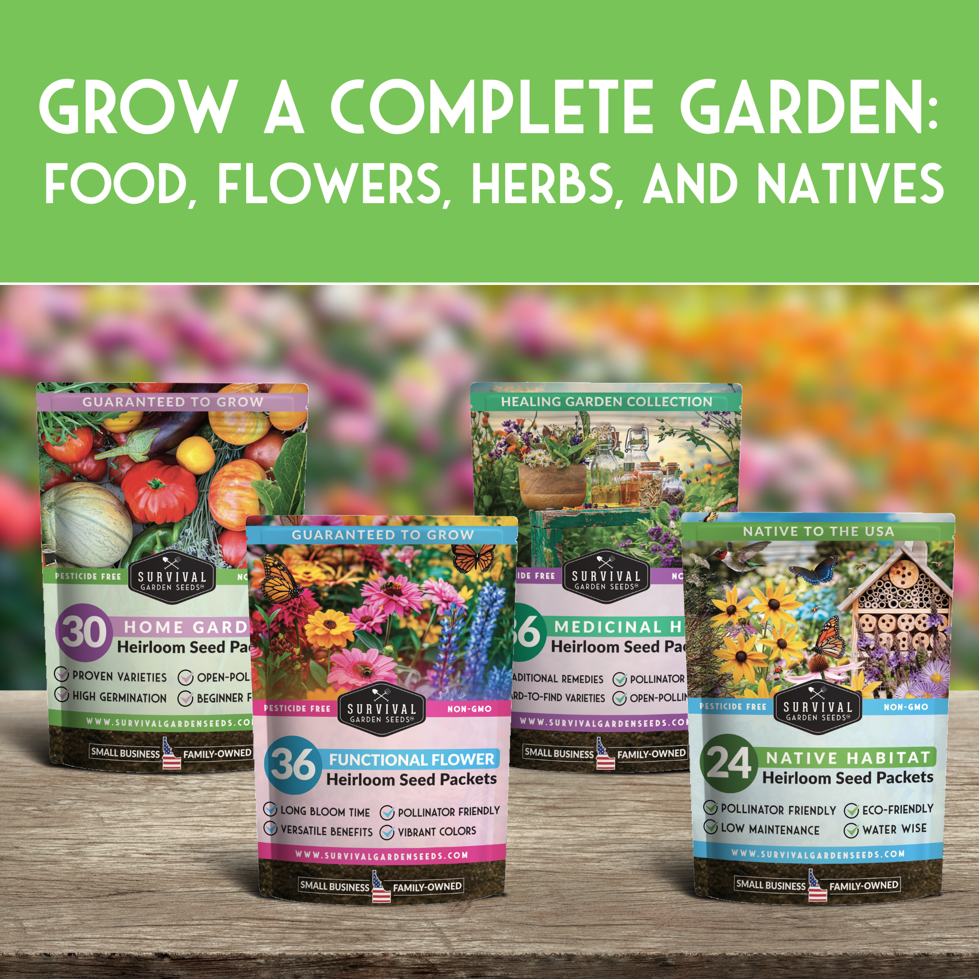 Home Garden Seed Collection - 30 Heirloom Vegetable & Herb Annual Seeds