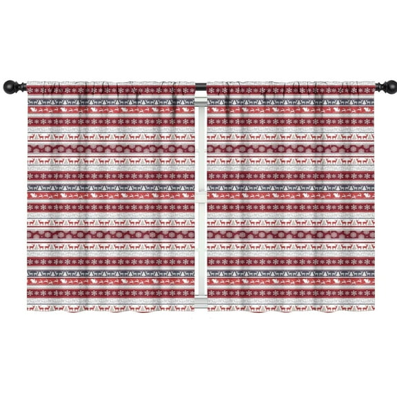 Blackout Kids Curtains,Red Christmas Folk Pattern Childrens Insulated Curtains Set Of 2,Bedroom Essentials,Toddler Room Decor 42"x54"