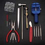 16-Piece Stainless Steel Watch Repair Tool Kit with Spring Bar Remover, Case Opener, Precision Holders, Non-Slip Handles for Home and Professional Use