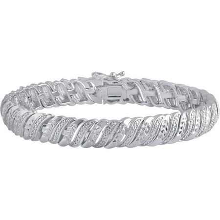 - Diamond Accent Rhodium Over Brass Tennis Bracelet