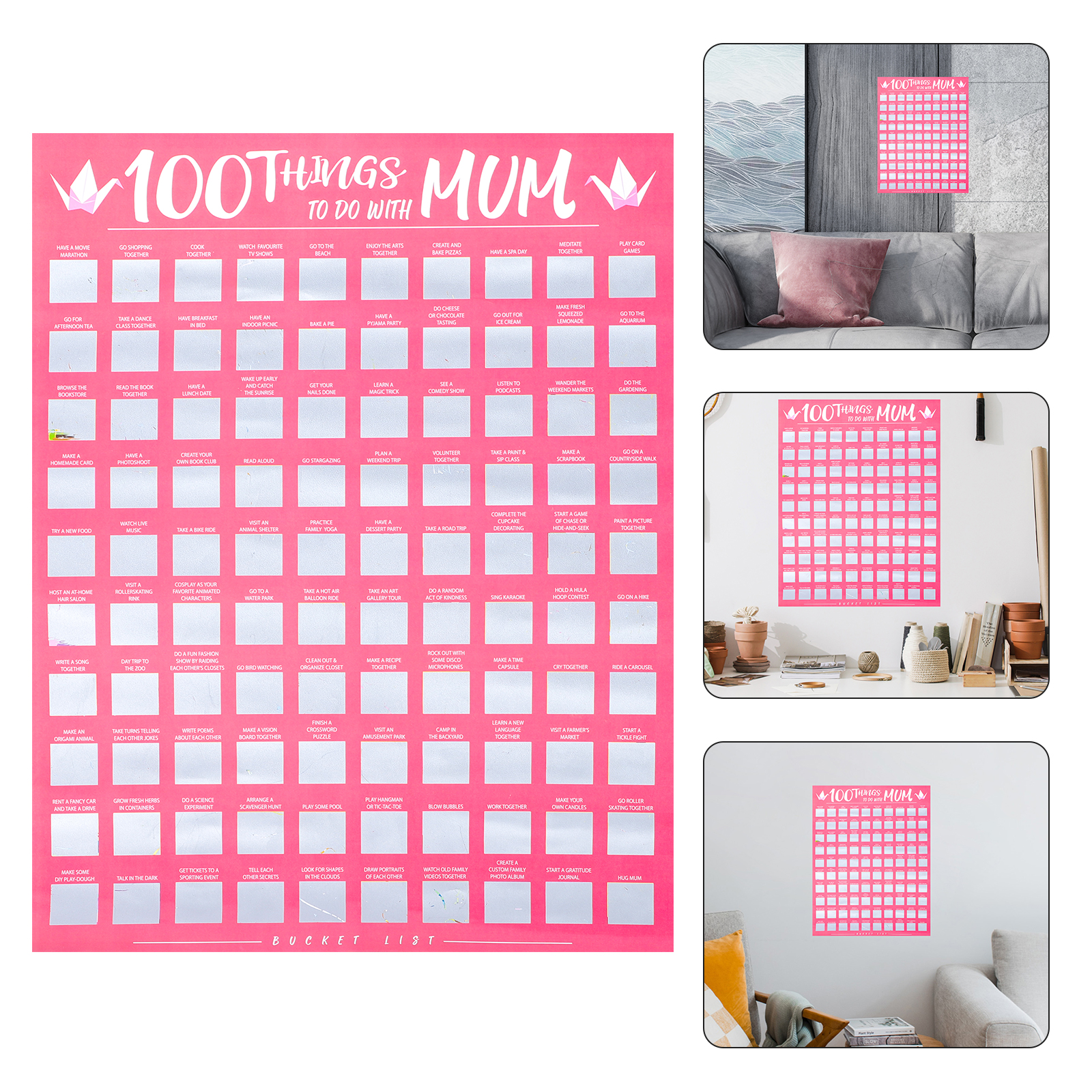 100-Things to Do with Mom Wish List Scratch off Poster Things to Do  Scratchable Poster Mother's Day Gift 