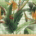 thumbnail image 2 of Ambesonne Exotic Fabric by the Yard Upholstery, Bird Flowers Tropical Design, 5 Yards, Marigold Green Eggshell, 2 of 5