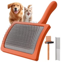 Fido Fave 3-in-1 Slicker Brush, Extra Long Pin Pet Detangler Brush & Dematting Deshedding Comb for Long-Haired Dogs