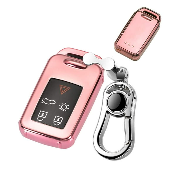 Car Key Cover, Fit for S60 S80 V60 V70 XC60 XC70, Smart Key Case with Alloy Keychain