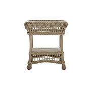 W Unlimited Saturn Collection Garden Cappuccino Wicker Outdoor Furniture Conversation Set Beige Cushion (End Table)