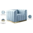 thumbnail image 4 of Maklaine Contemporary Velvet/Stainless Steel Chair in Sky Blue/Brushed Gold, 4 of 5