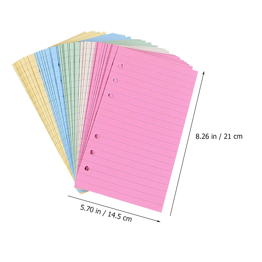 Raindrops 100 Pcs A5 Loose-Leaf Refill Paper for Notebooks, Travel-Friendly Colorful Writing Sheets