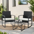 thumbnail image 2 of Homall 3-Piece Casual Bistro Set with Wicker Chairs and Coffee Table for Patio Furniture, Black/White, 2 of 7