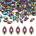 thumbnail image 1 of Paquete de 100 Rhinestones en forma de ojo de caballo, pegatinas de rhinestones acrílicos de respaldo plano de 15x7mm para bricolaje/joyería [Negro AB], 1 of 6