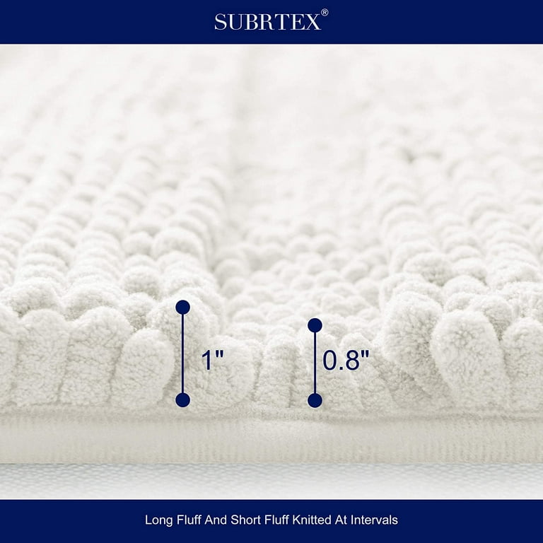 Subrtex Non-slip Bathroom Rugs Chenille Soft Striped Plush Bath