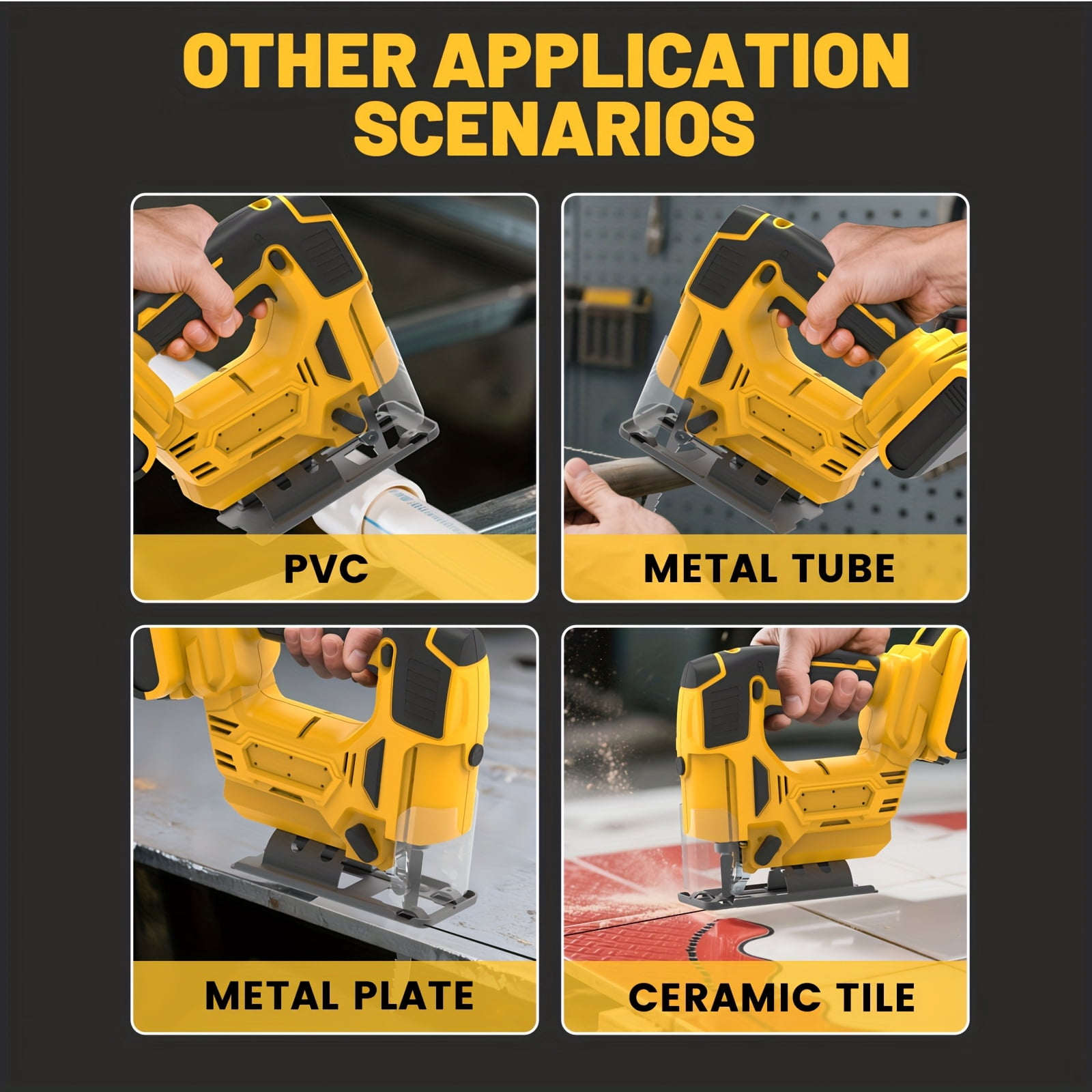 Cordless Jigsaw With Rechargeable Battery 0 To 45 Degree Bevel Adjustment 3 Cutting Modes LED Light For Wood Metal Plastic Cutting