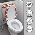 thumbnail image 3 of KUIFORTI Red Floral Toilet Seat Lid Cover and Toilet Tank Lid Cover Set of 2 Pieces Toilet Lid Cover for Bathroom Decorative Soft Cloth Washable Replacement Toilet Seat Cover Dust Cover, 3 of 5