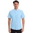 thumbnail image 4 of Unique Bargains Men's Short Sleeve Lightweight Business Formal Button Down Shirt XXL Blue, 4 of 6