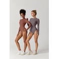 thumbnail image 4 of Body à Manches Longues Sans Couture pour Femmes Col Rond T-Shirt Basique Extensible, 4 of 6