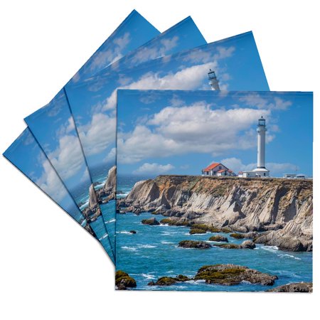 3drose, Point Arena Lighthouse a Northern California Landmark., Set of 4 Ceramic Tile Coasters