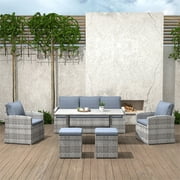 Outdoor Dining Table Set Patio Wicker / Rattan Funiture Set Gray