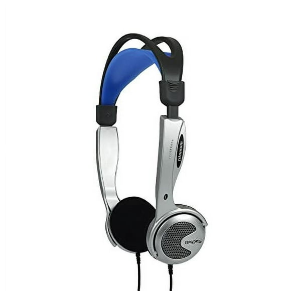 Koss KTXPro1 Titanium Auriculares On-Ear Portátiles, Control de Volumen, Diseño Ultraligero, Plata Negro y Azul