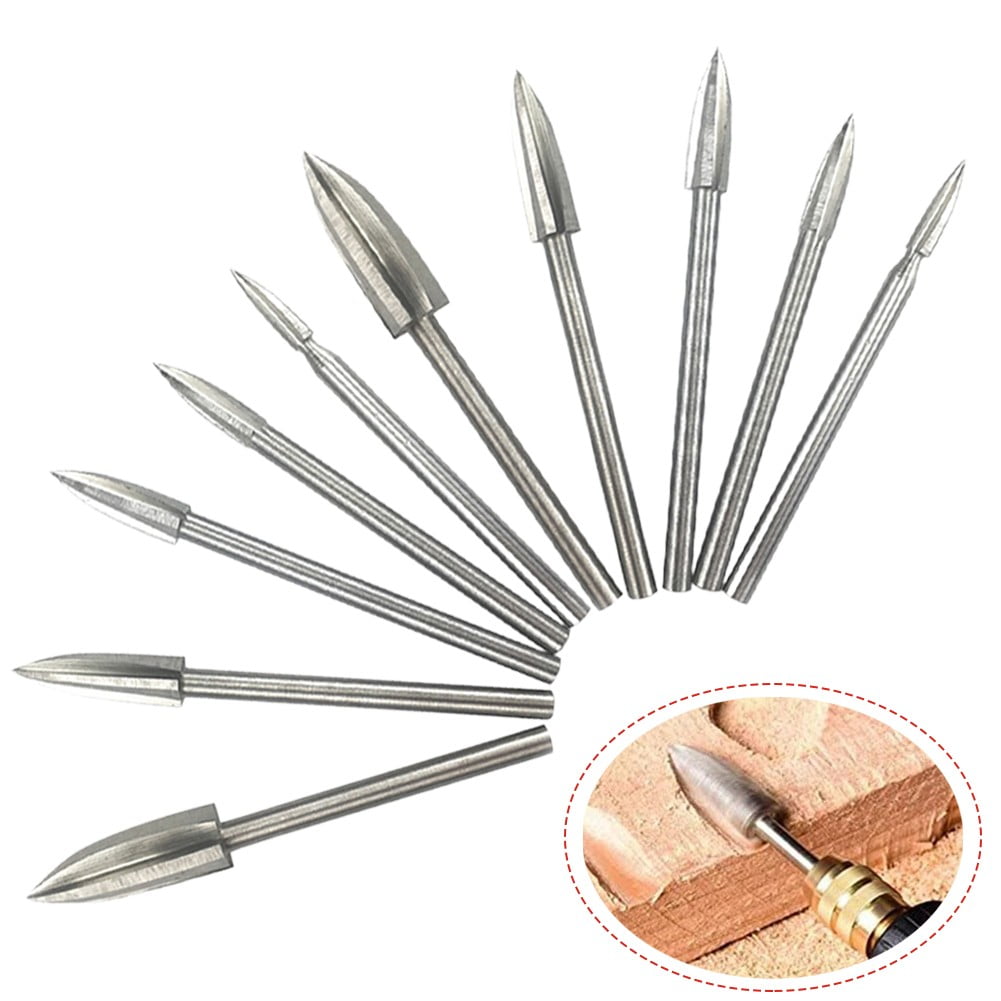 RANMEI 10pcs Wood Carving Engraving Drill Bit Set for Woodworking
