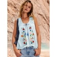 thumbnail image 5 of Women 'S Tie Front Tank Top Y2k Floral Babydoll Crop Vest Going Out Camisole Blouse Shirt Light Blue XS, 5 of 7