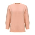thumbnail image 5 of Qulqfy Tunic Womens Sweater Pink Pullover Cotton Knitted Long Sleeve Crew Neck Jacquard Solid Tops Women's Fall Sweaters M, 5 of 6