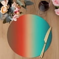 thumbnail image 3 of Teal Orange Brown Ombre Round 13 Inch Placemats Set of 6, Abstract Modern Art Aesthetics HeatResistant Non Slip Place Mats for Dining Table, Wipeable Braided Kitchen Table Mats for Housewarming, 3 of 9