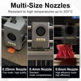 thumbnail image 4 of CATPAN New Upgraded 0.25MM&0.4MM&0.6MM Hotend Kit for Flashforge AD5X, 3s Quick-Detachable Nozzle Extruder & Block Throat Tube with 6PK Silicone Cover & 6PK Nozzle Brush, 32mm³/s High Flow, 4 of 7