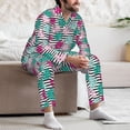 thumbnail image 7 of Naloa Tropical Leaves Men’s Pajamas Set - Long Sleeve Button Down Sleep Shirt and Pajama Bottoms Sleepwear Set-XX-Large, 7 of 7