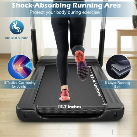 Costway - 2.25HP Folding LED Treadmill Electric Running Walking Machine with APP Control Gym - Black