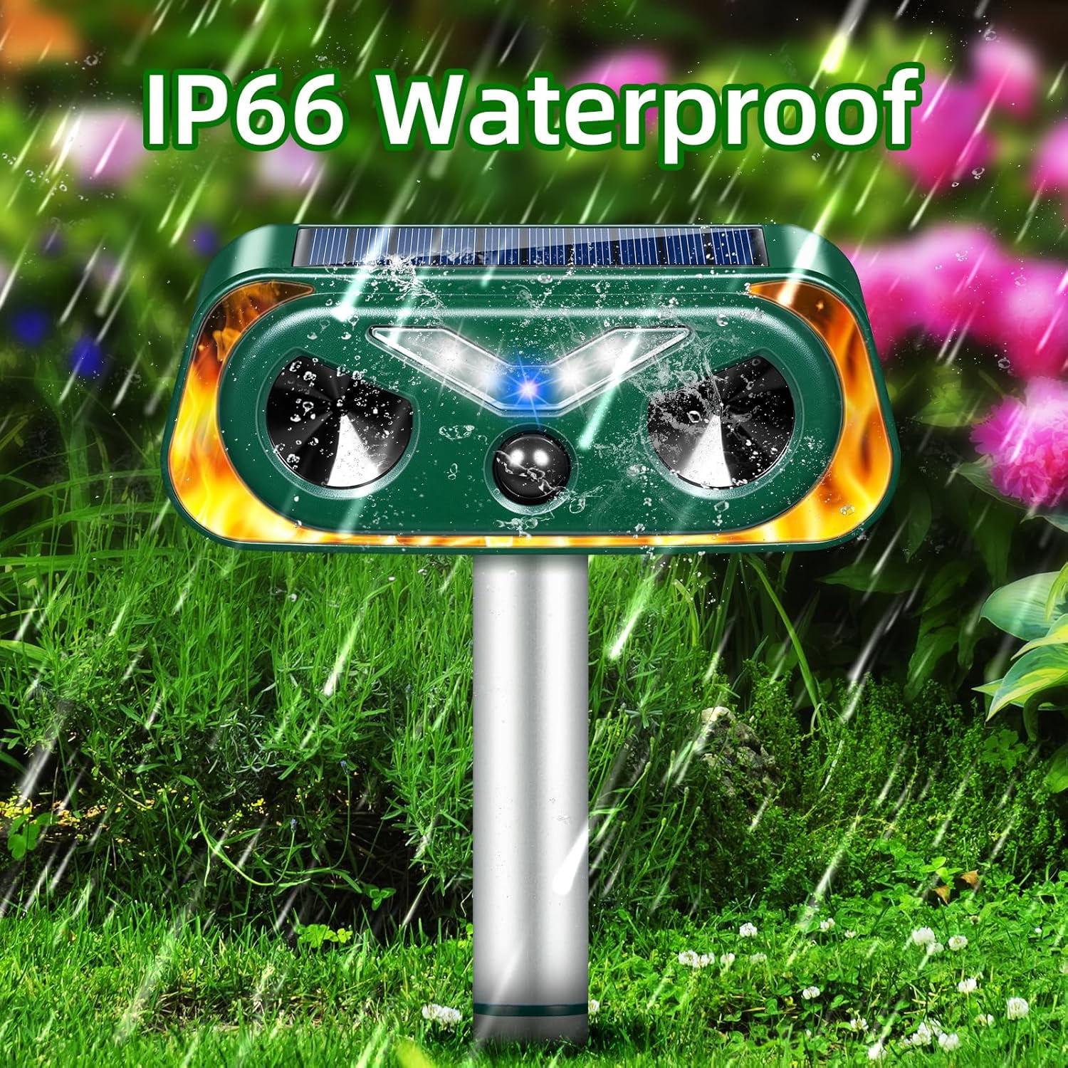 2026 Solar Ultrasonic Animal Repeller Outdoor with Flashing Lights&Upgraded Waterproof Motion Sensor Animal Deterrent Devices for Deer,Cat,Squirrel,Raccoon,Rabbit,Fox,Skunk Repellent for Yard Garden