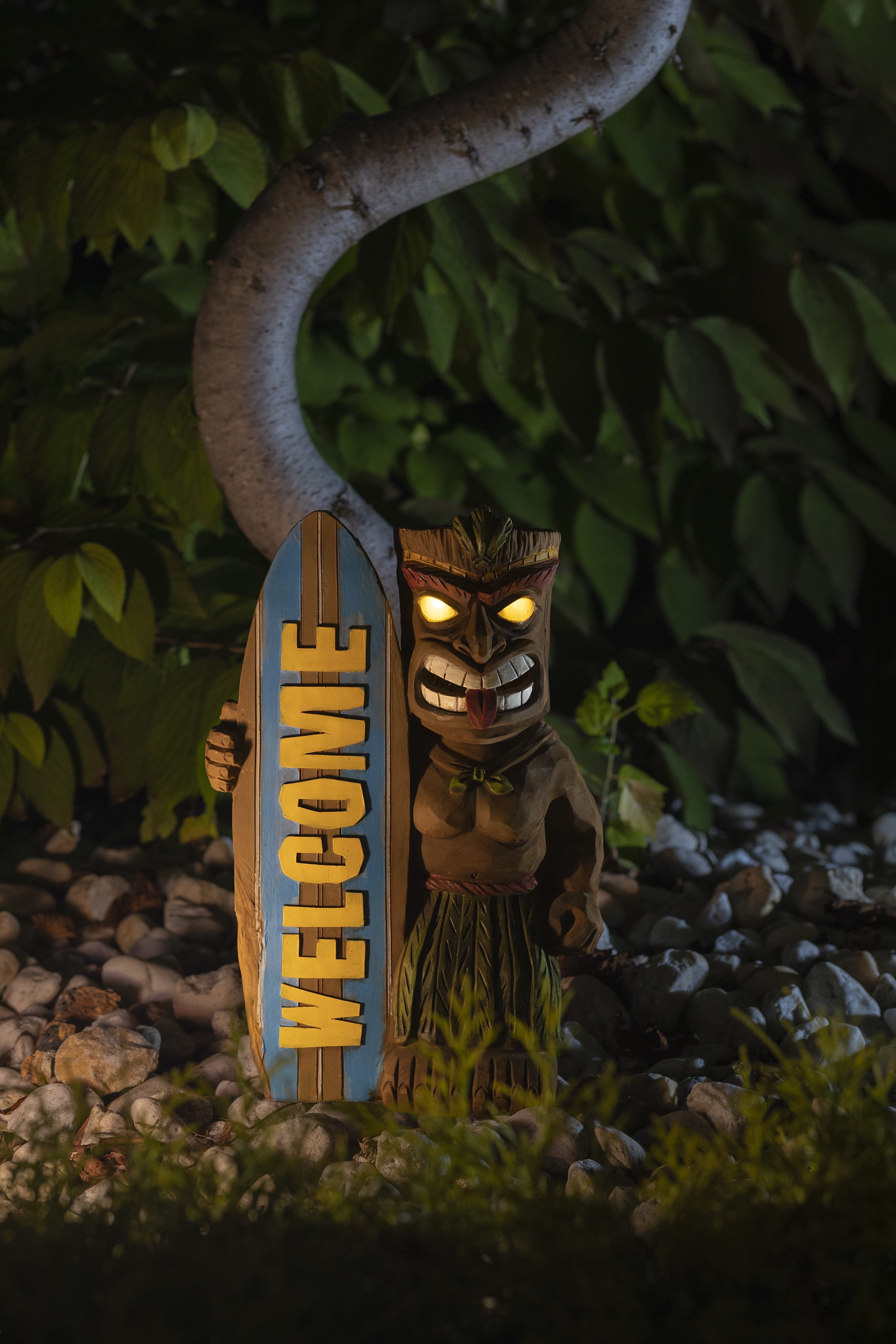 VP Home Tiki Welcome Surfboard Solar Powered LED Outdoor Decor Garden Light