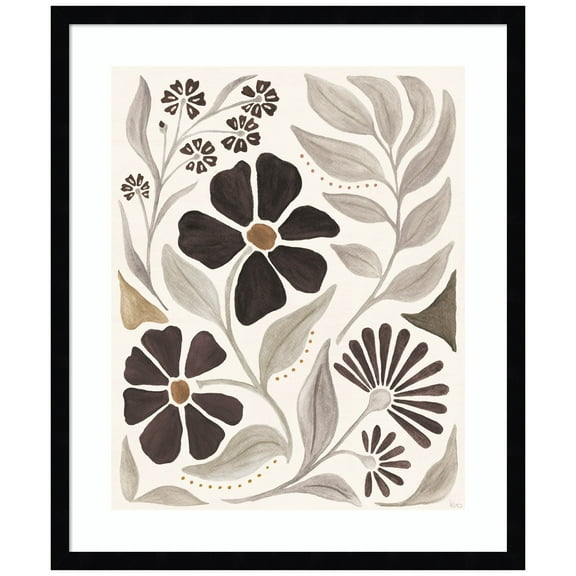 Amanti Art Modern Petals III Neutral Wood Framed Wall Art Print