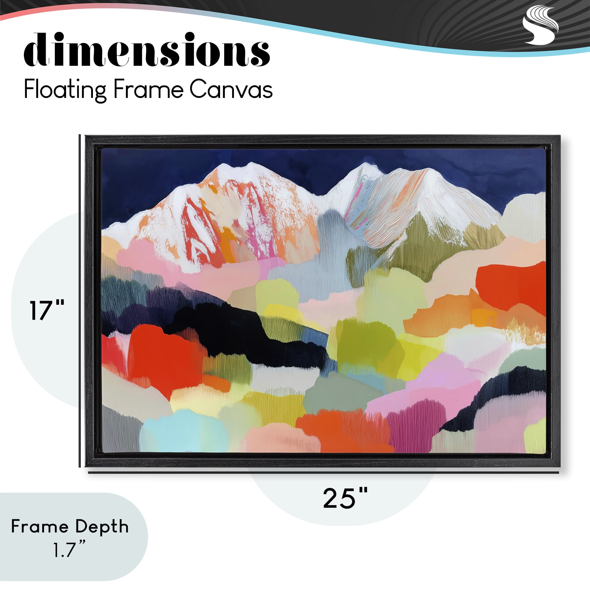 Stupell Industries Alpine Glow in Vibrant Mountains Black Framed Floater Canvas Wall Art, design by Chromatic Storm Studio