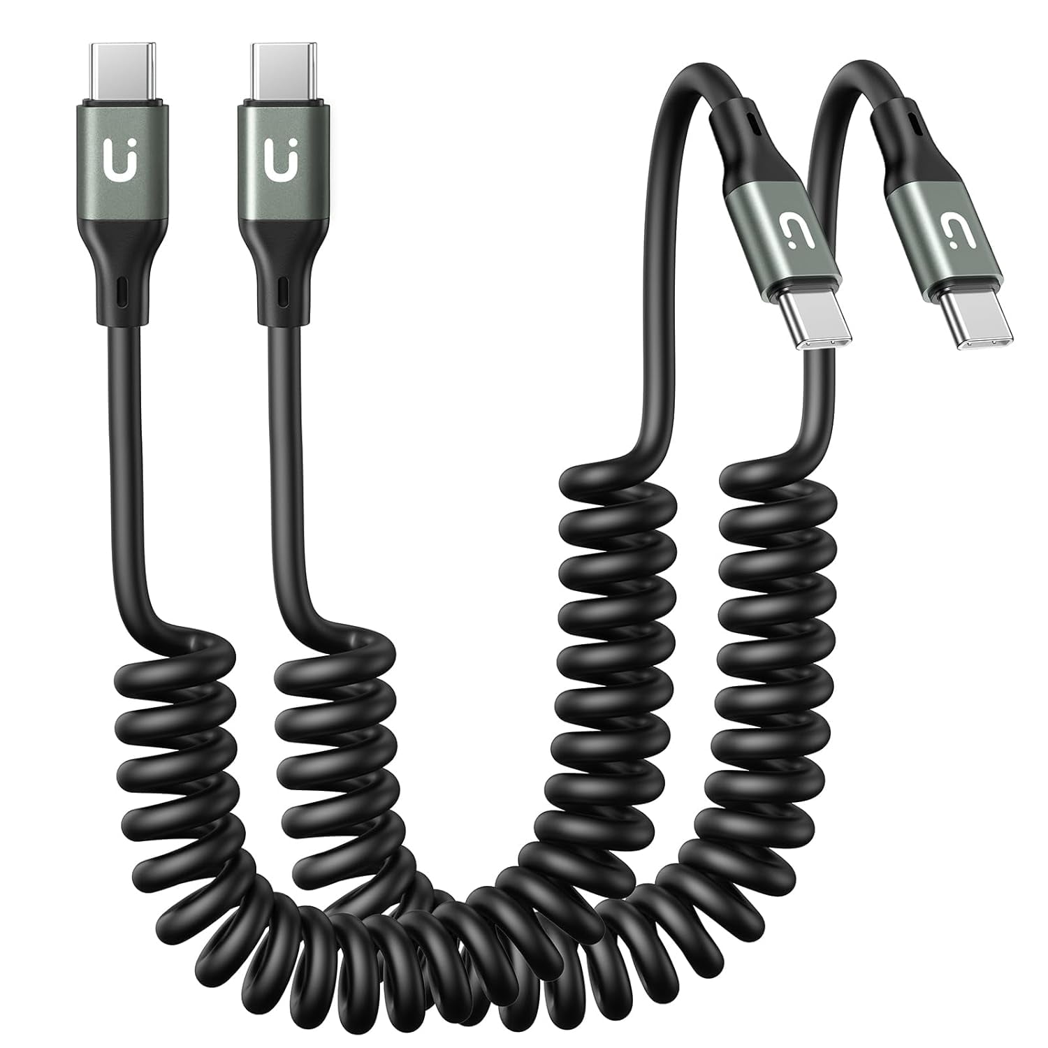 RGHJAR-USBC to USBC Cable for Car, 3FT Coiled USB Type C Charge Cable Fast Charging, 2Pack Short USB-C Cable Compatible with iPhone 17/16/15/Samsung Galaxy S20 S10 S9 Plus Note 10 9 8 and More USB C