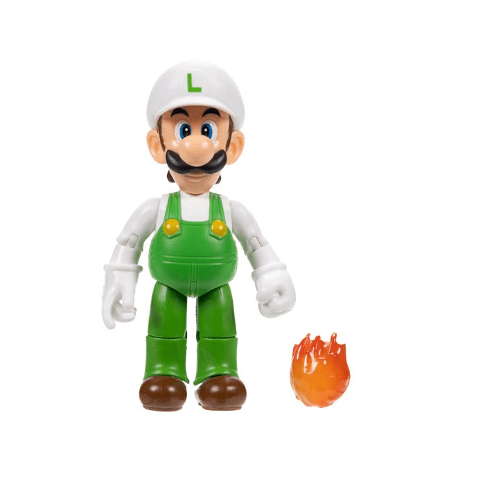 Nintendo Super Mario 4'' Fire Luigi with Fire Ball Action Figure