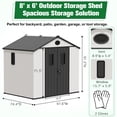 thumbnail image 4 of EAGLE PEAK 8x6 Resin Outdoor Storage Shed, Garden Shed with Floor & Lockable Doors, Tool & Equipment Storage, White/Gray, 4 of 11