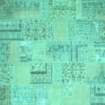 thumbnail image 1 of Ahgly Company Machine Washable Indoor Square Patchwork Turquoise Blue Transitional Area Rugs, 7' Square, 1 of 4