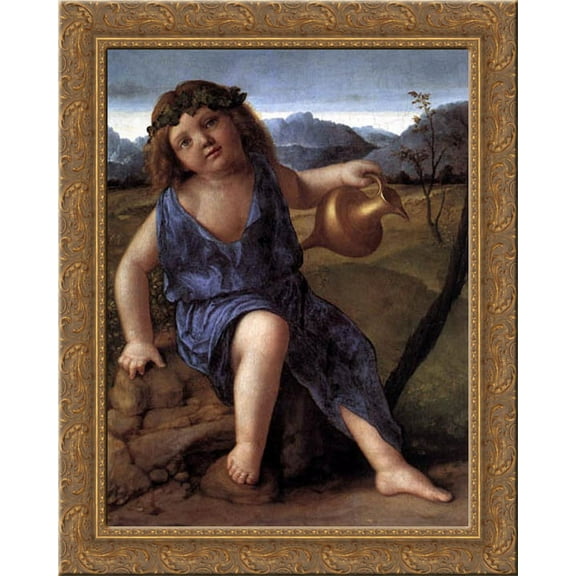 Young Bacchus 20x24 Gold Ornate Wood Framed Canvas Art by Bellini, Giovanni