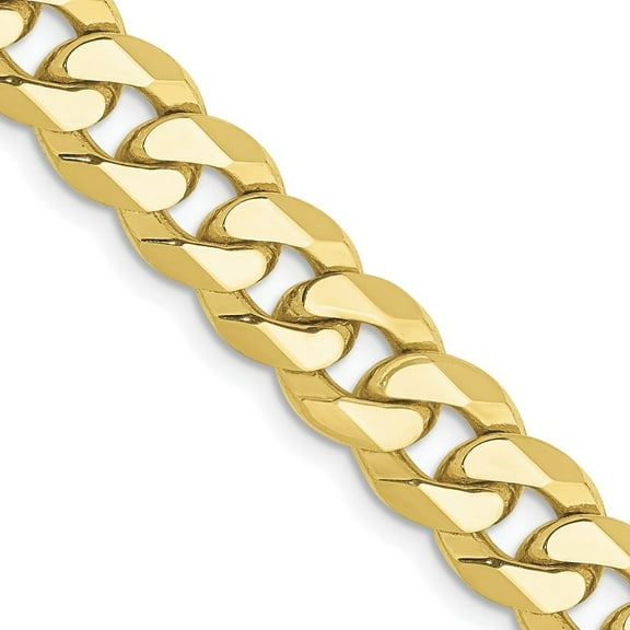 Auriga Fine Jewelry 10K Yellow Gold 7.75 mm Flat Beveled Curb Chain Necklace for Women 20"
