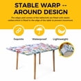 thumbnail image 4 of Pink Flowers Table Cloths for 6 Foot Rectangle Tables, Spring Floral Butterfly Leaves Plants Blue Plaid Patio Waterproof Elastic Fitted Tablecloths, Washable Rectangular Table Cover for Camping, 4 of 8