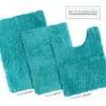 thumbnail image 3 of Clara Clark Non Slip Shaggy Bath Rug Set - 3 Piece Set, Small/Large/Contour - Teal, 3 of 4