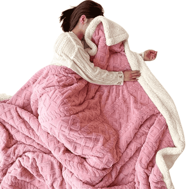 TELOLY Fluffy Blanket Vibrant Colors Farmhouse Throw Blanket Efficient Warmth Shrink-Resistant Fleece Blanket Throw,Pink-59*78.7In