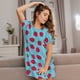 thumbnail image 3 of Fotbe Strawberries Bata de Dormir para Mujer con Estampado, Camisón de Algodón de Manga Corta, Ropa de Dormir Casual, 3 of 6