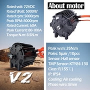 Kunray KR5V 72V 5000W Electric Brushless Motor Kit for Electric Motorcycle Dirt Bike with 100A BLDC Controller Half Twist Throttle #35 Chain